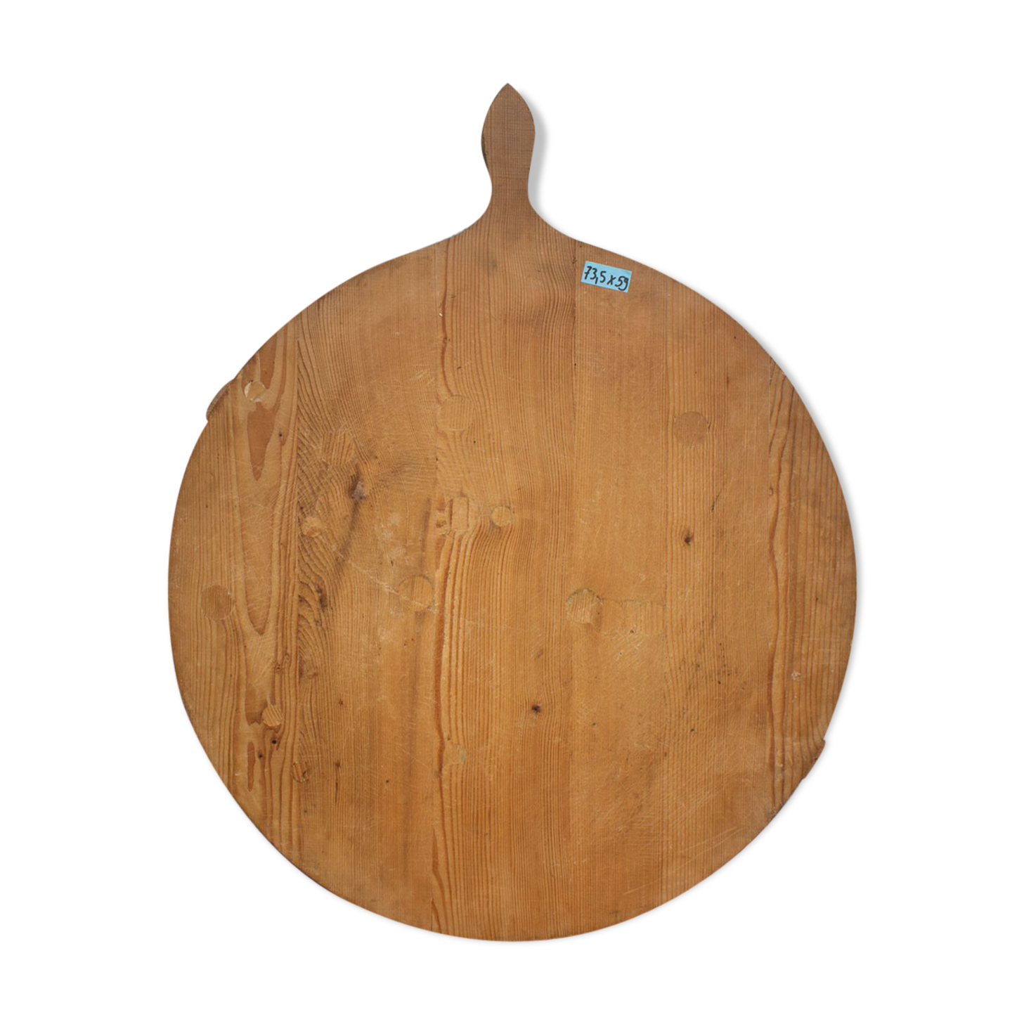 Old large round cutting board 73.5 x 59 cm