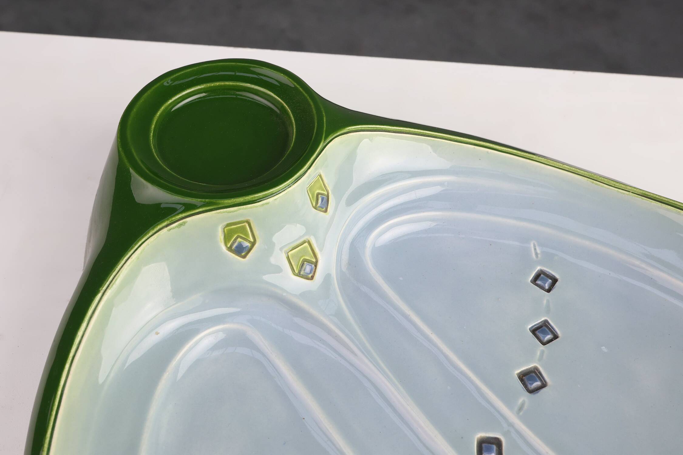 Rare Art Nouveau ceramic 3-piece asparagus set by Julius Dessler, Austria