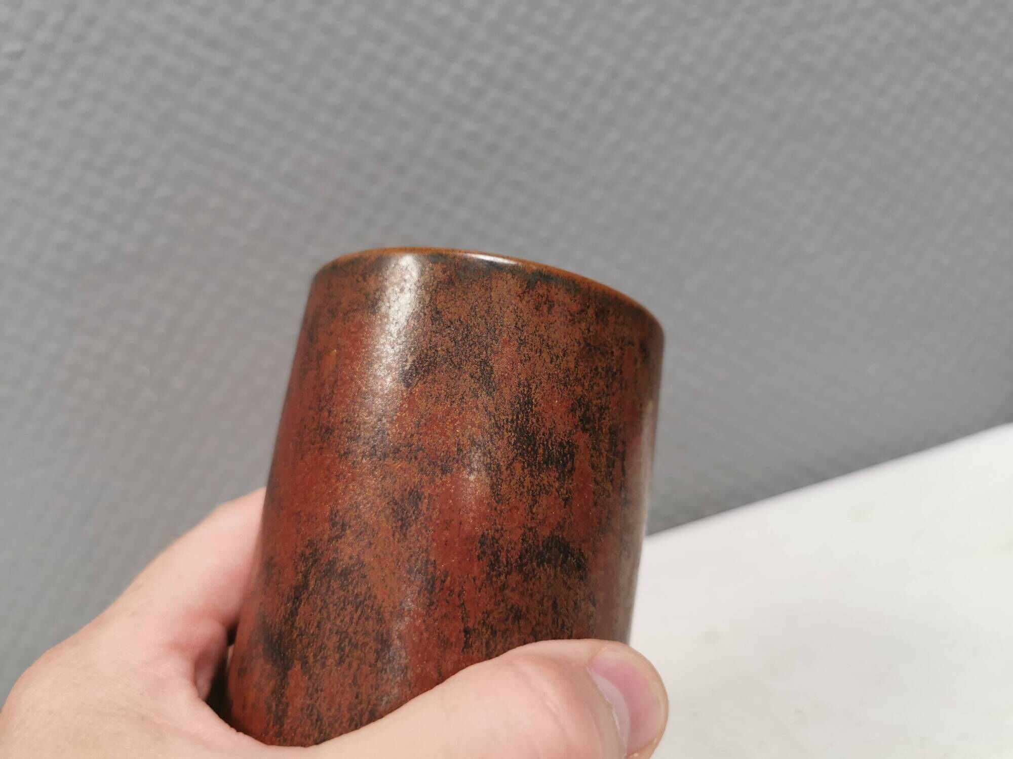Beautiful vase in metallic glaze from Hjort ceramics Denmark 1980s