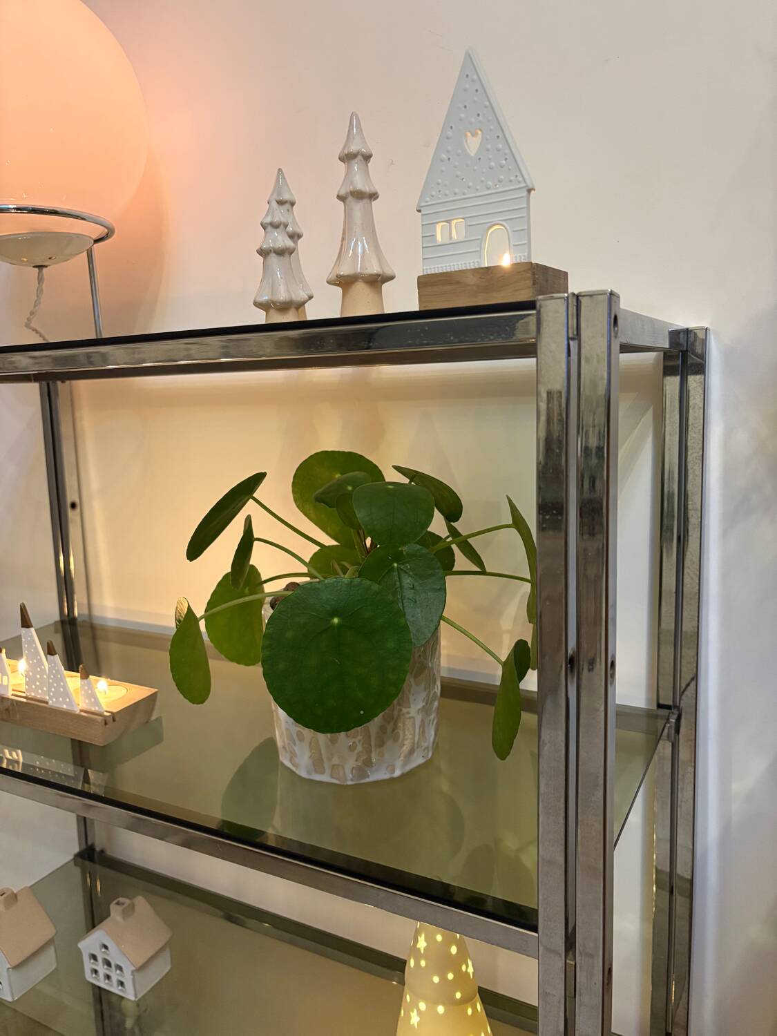 Chrome and smoked glass shelf