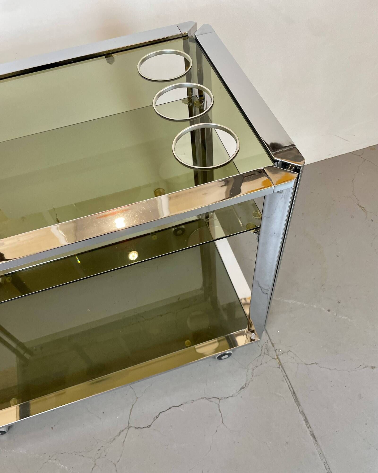 Space Age Chrome and Smoked Glass Bar Cart, 1970s