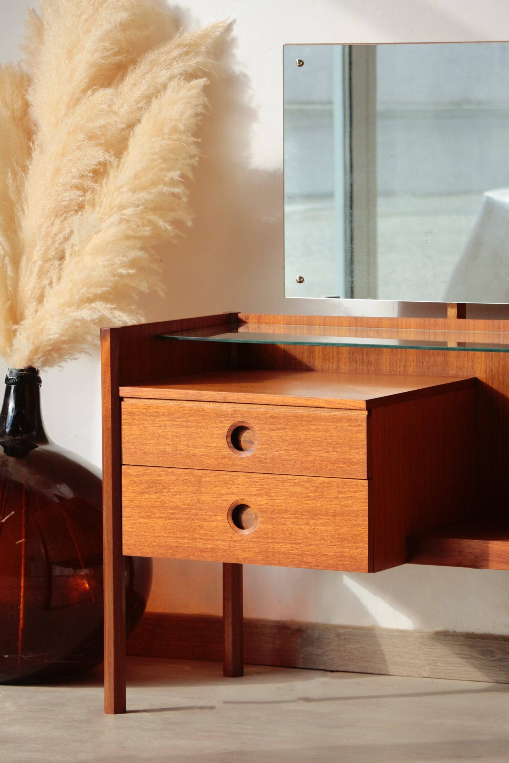 Wrighton Teak Dressing Table - Vintage 1960s - Hexagonal Base