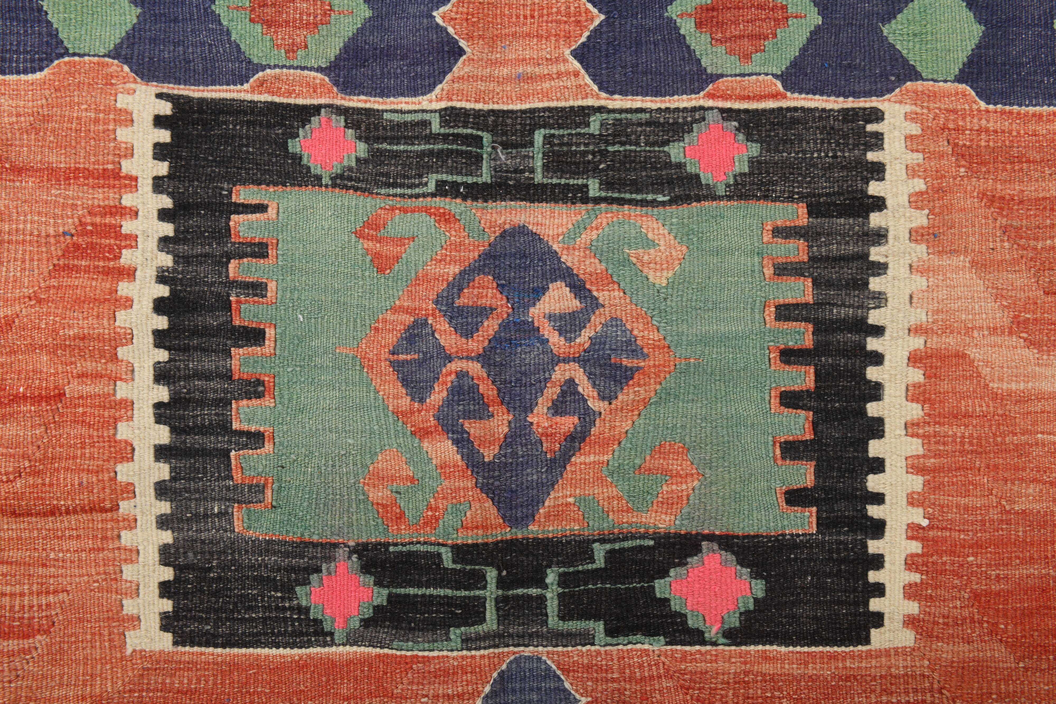 6x9 Tile Color Anatolian Kilim Rug, Turkish Kilim Rug, 174x279Cm