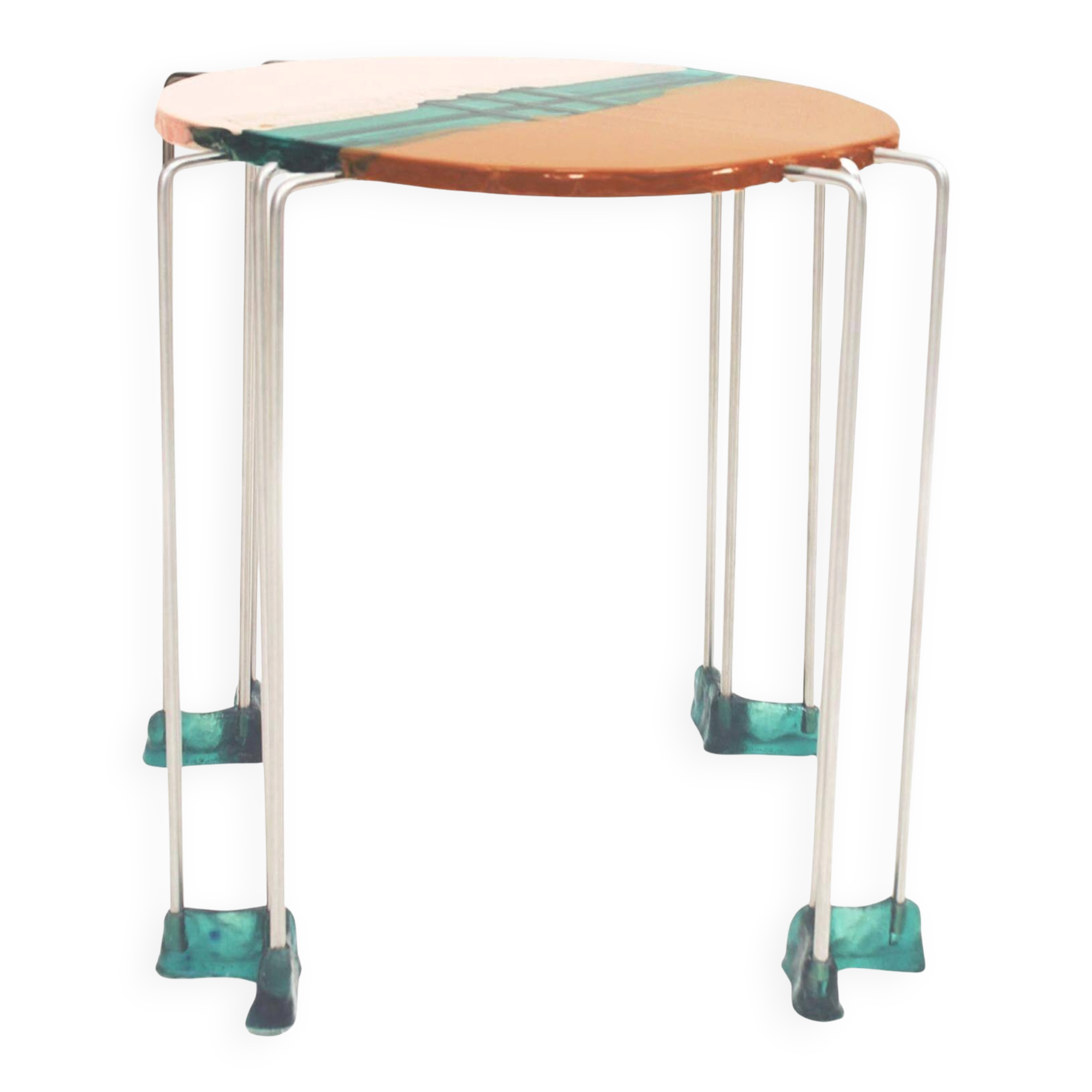 Colored Round Side Table by Gaetano Pesce, Fish Design Collection