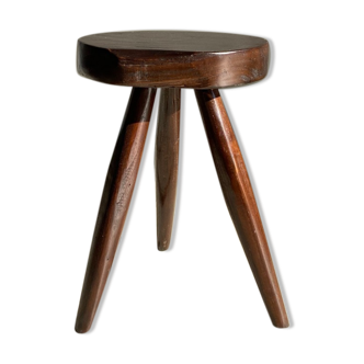 Brown solid wood stool flat circular seat h:45cm