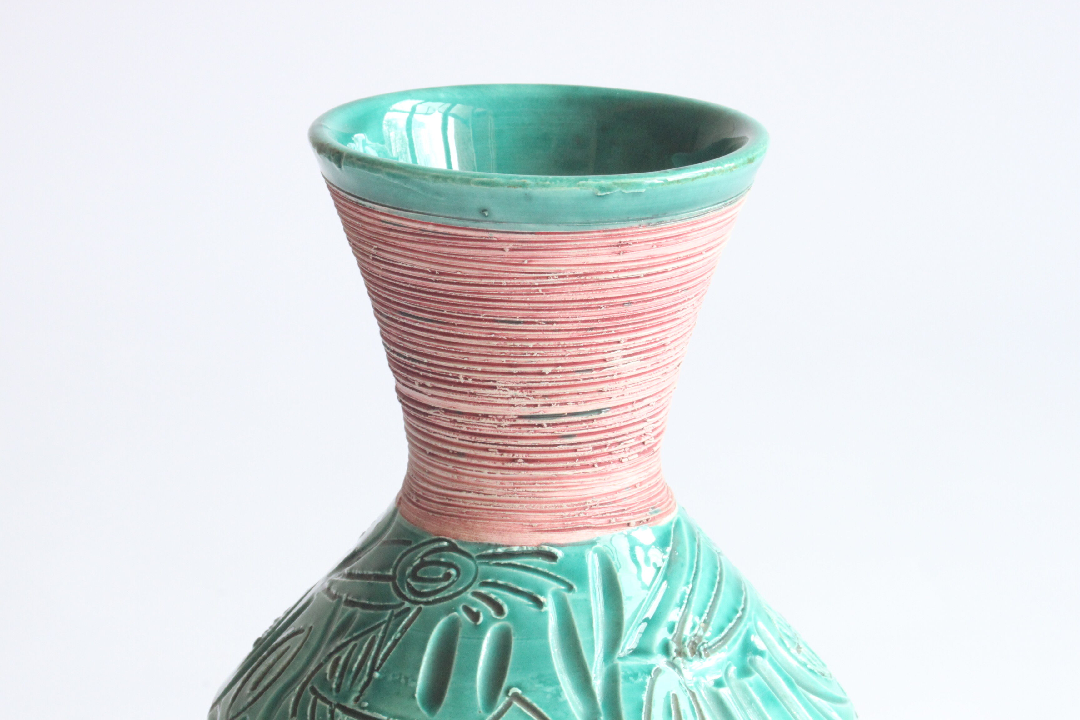 Vase avec pélicans par Fratelli Fianciulacci sgraffito , italie, années 1960