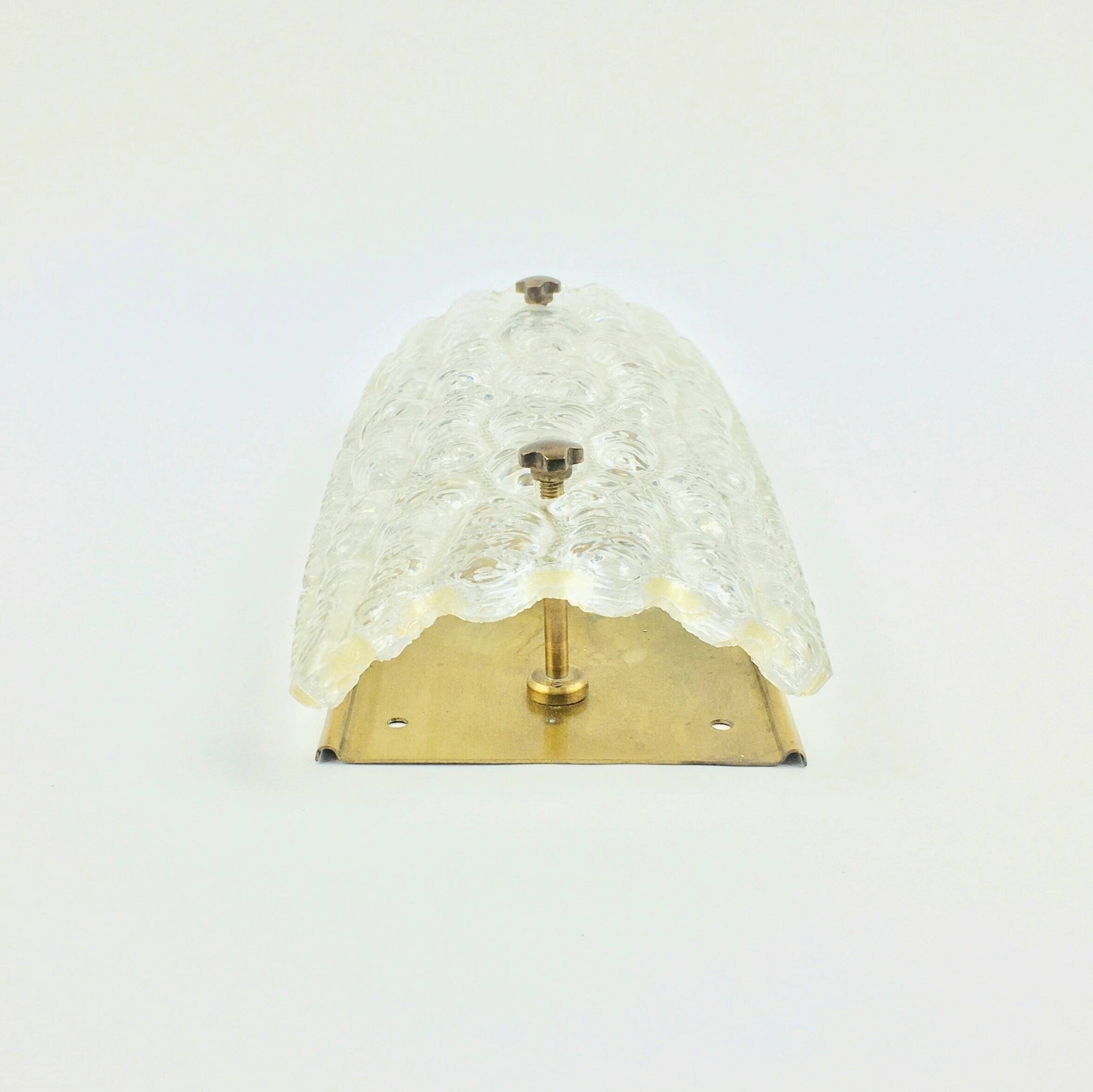 Mid Century Scandinavian Glass & Brass Wall Light by Carl Fagerlund, 1960s