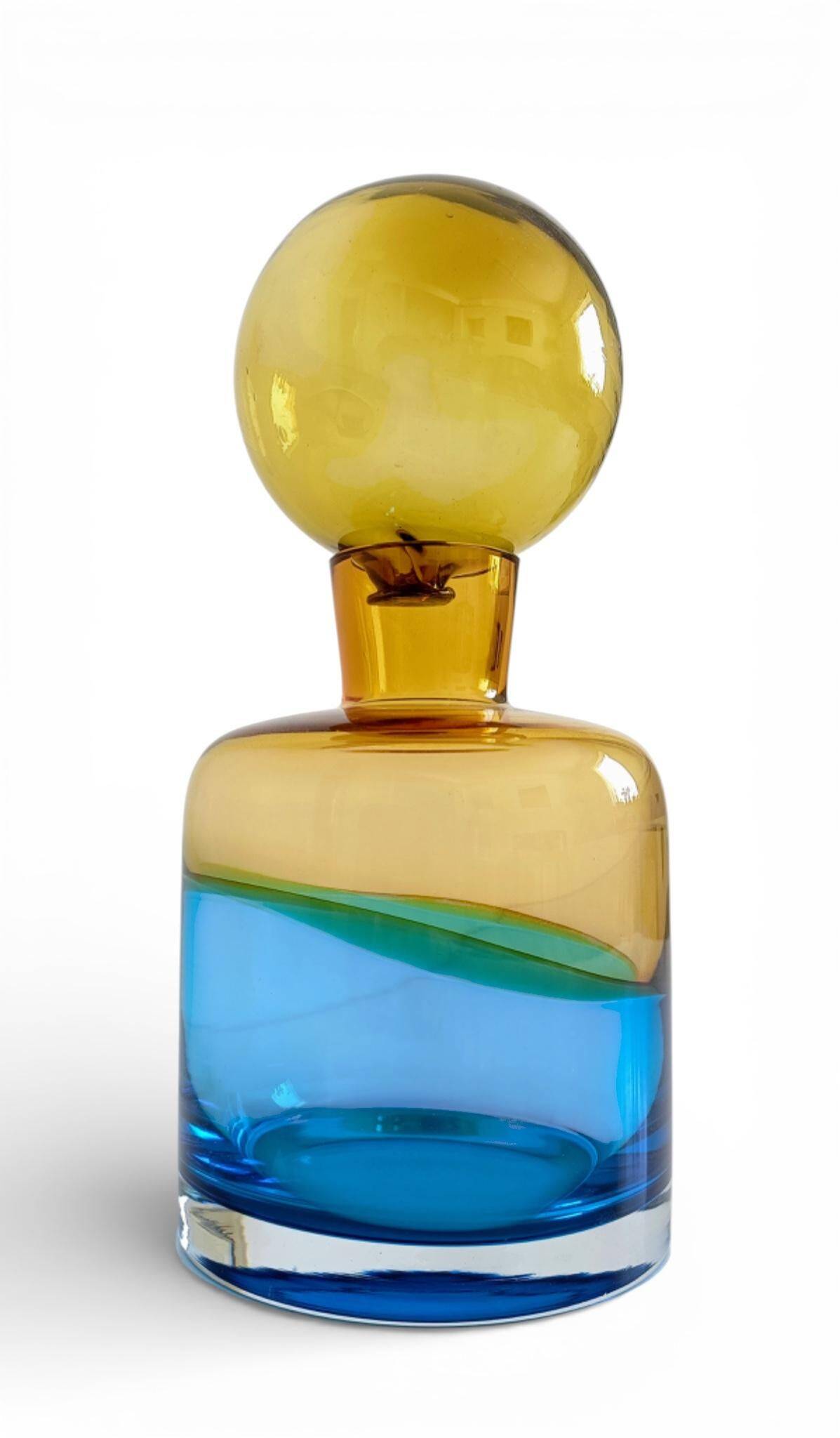 Sommerso Murano Art Glass Bottle In The Style of Flavio Poli for Seguso