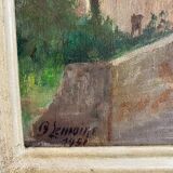 Old painting, landscape signed Lemoine, dated 1951