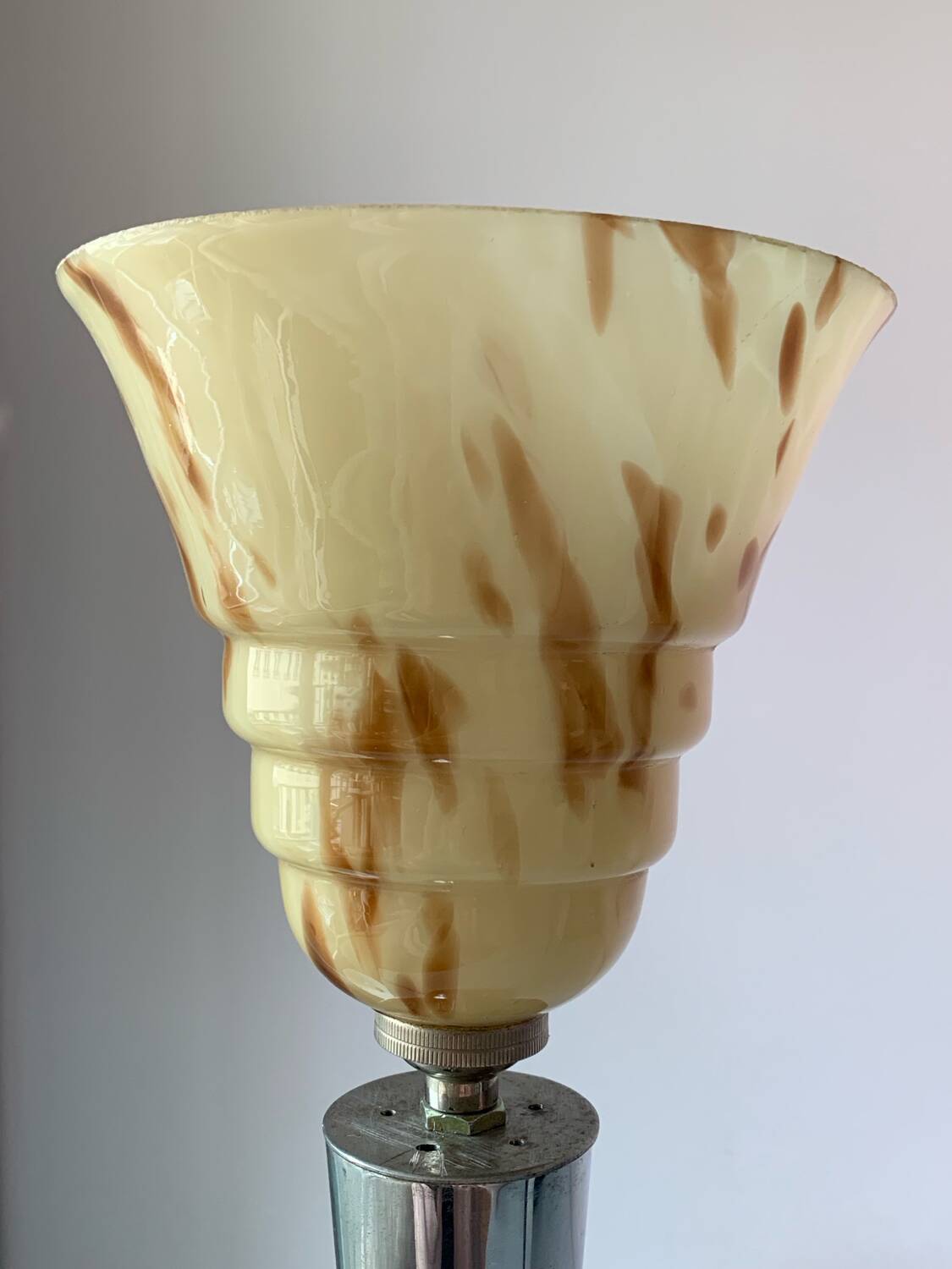 Silver bronze art deco table lamp