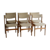 Chaises 1960 en teck tissus laine chinée