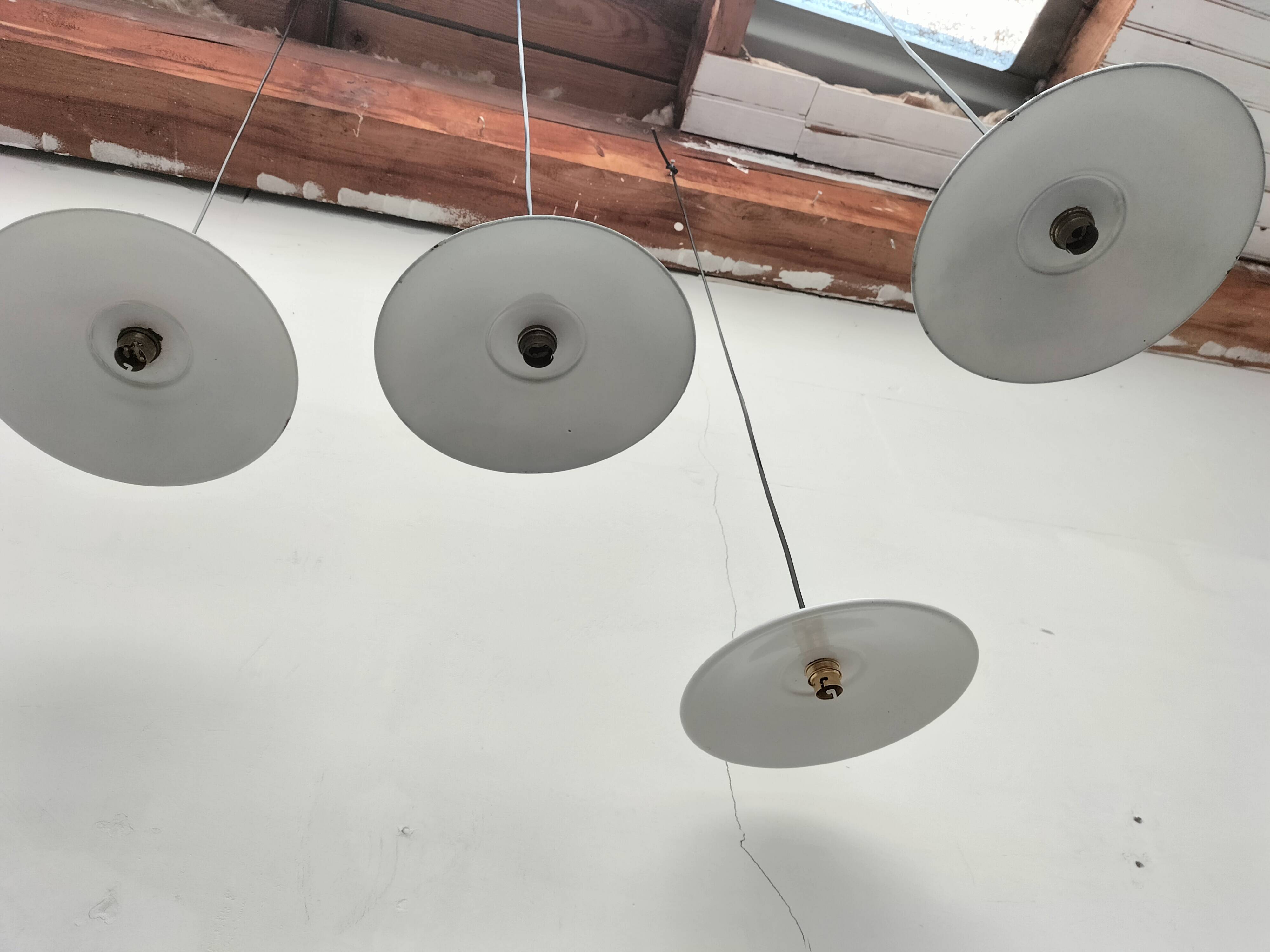 Enameled sheet metal pendant lights