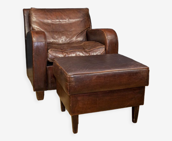 Art deco armchair with footstool
