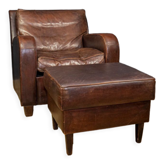 Art deco armchair with footstool