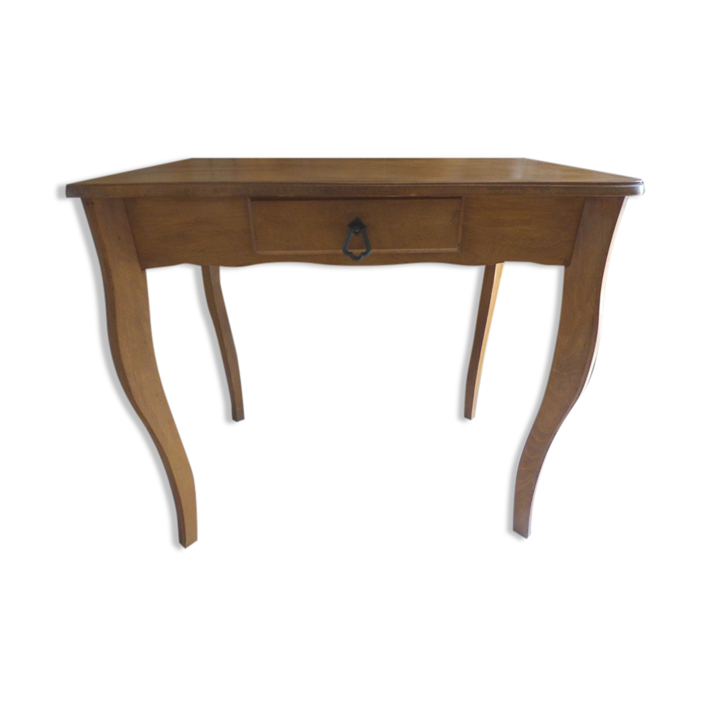 Bureau de style Louis XV aux pieds galbés avec un tiroir en bois massif - Totalement restauré