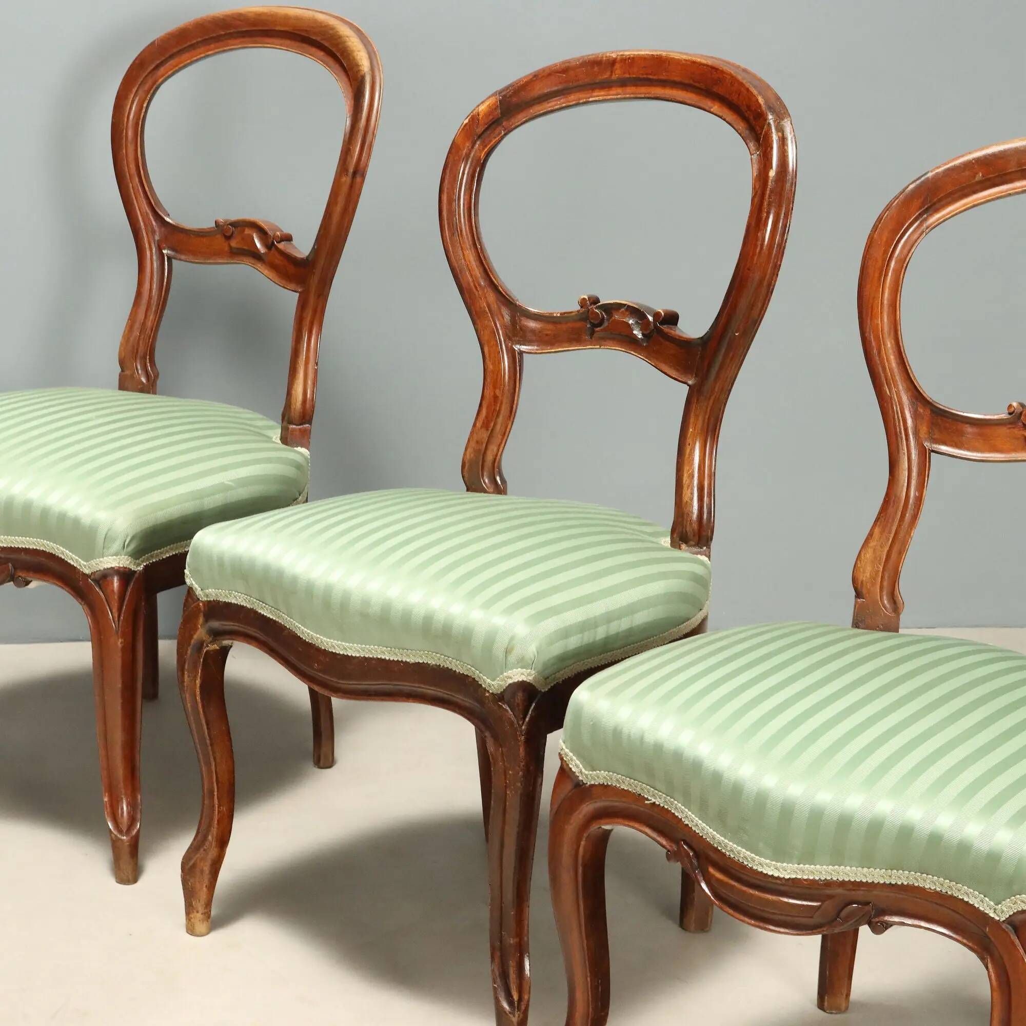 Antique Louis-Philippe walnut chairs, Italy, 19th century