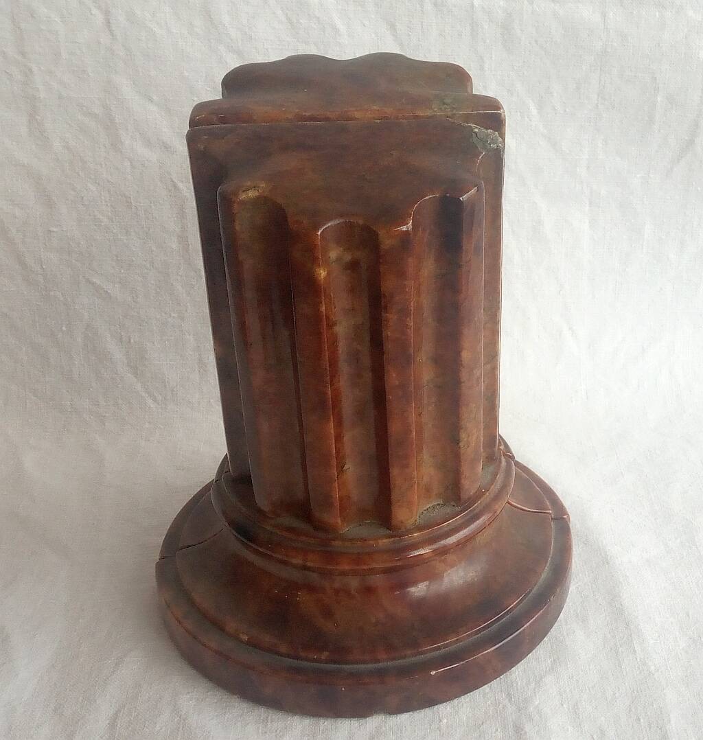 Genuine Red Alabaster Marble Italian Bookend Column Shaped Pair