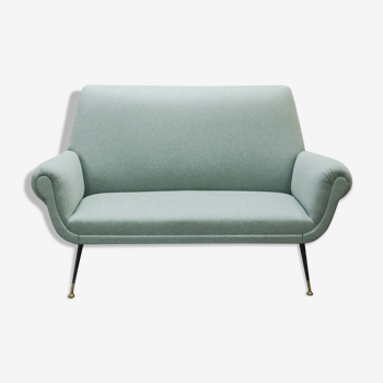 Canapé Sofa 1950's Gigi Radice pour Minotti bleu vert céladon