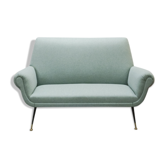 Canapé Sofa 1950's Gigi Radice pour Minotti bleu vert céladon