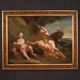 Antique Italian painting from the 17th century, bacchanal of cherubs