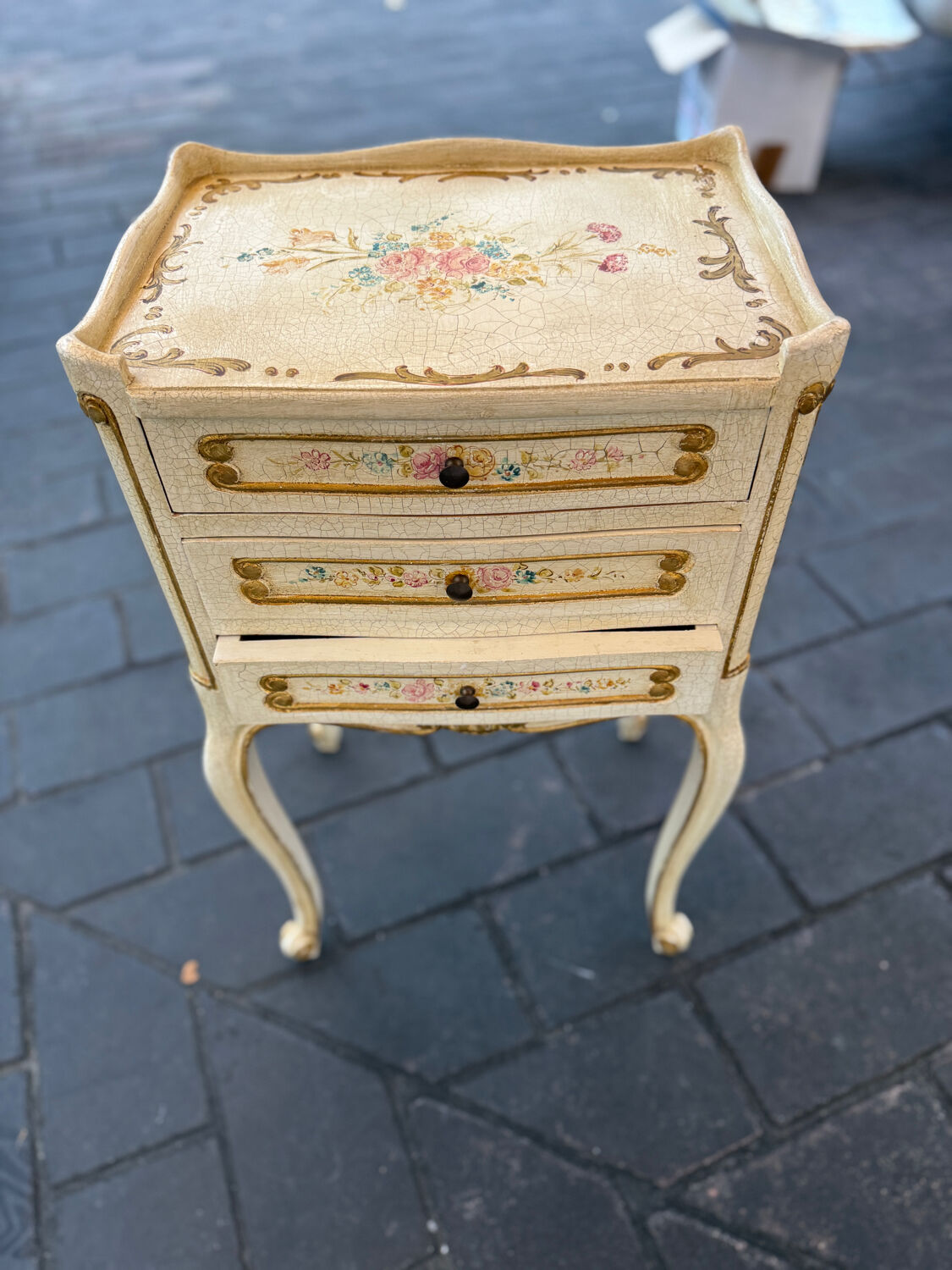 Pair of hand-painted Venetian bedside tables – baroque style