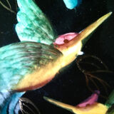 Vintage dish H.Becquet Quaregnon hummingbird pattern