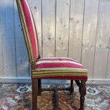 Suite de 6 chaises de style Louis XIII velours rayé