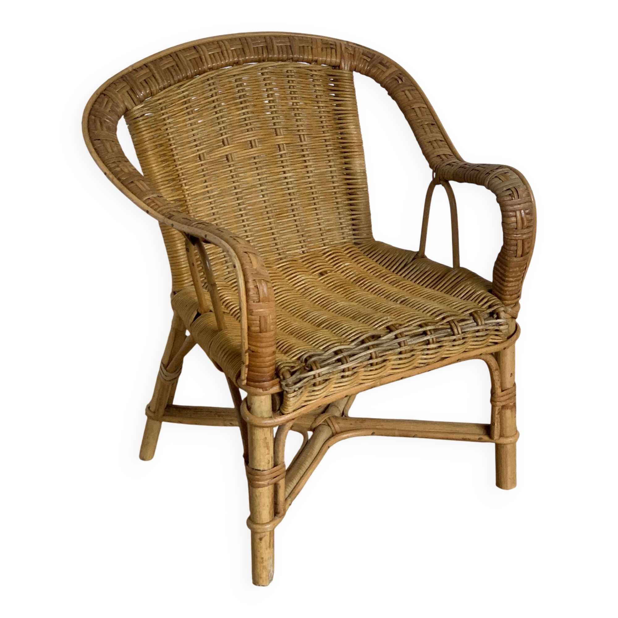 Vintage children's rattan chair