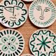 Set of 6 flat plates of French artisanal manufacture vallauris