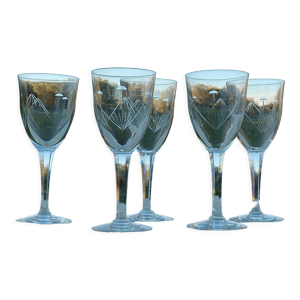 5 verres à eau en cristal - saint louis