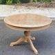 Extendable round dining table with central leg, renovated in raw wood, 20th century
