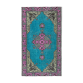 Hand-knotted carved anatolian 1970s 152 cm x 265 cm fuchsia carpet
