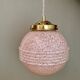 Vintage art deco globe pendant light in pink Clichy glass