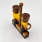 Oil & vinegar set in olive wood
