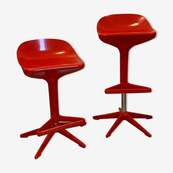 Pair of red kartell bar stool