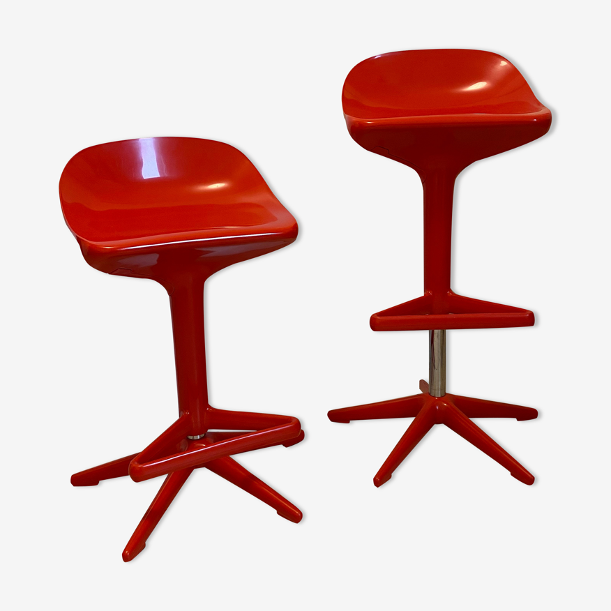 Deux tabourets de bar kartell rouge | Selency