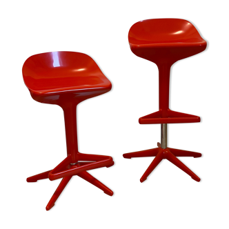 Pair of red kartell bar stool