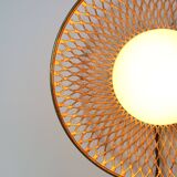 Mid-Century Intricate Wall Lamp in Brass and Opaline Glass, 1950s