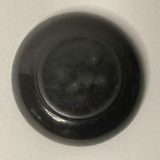 CHINA, black lacquered wood cup decorated three dignitaries early twentieth century