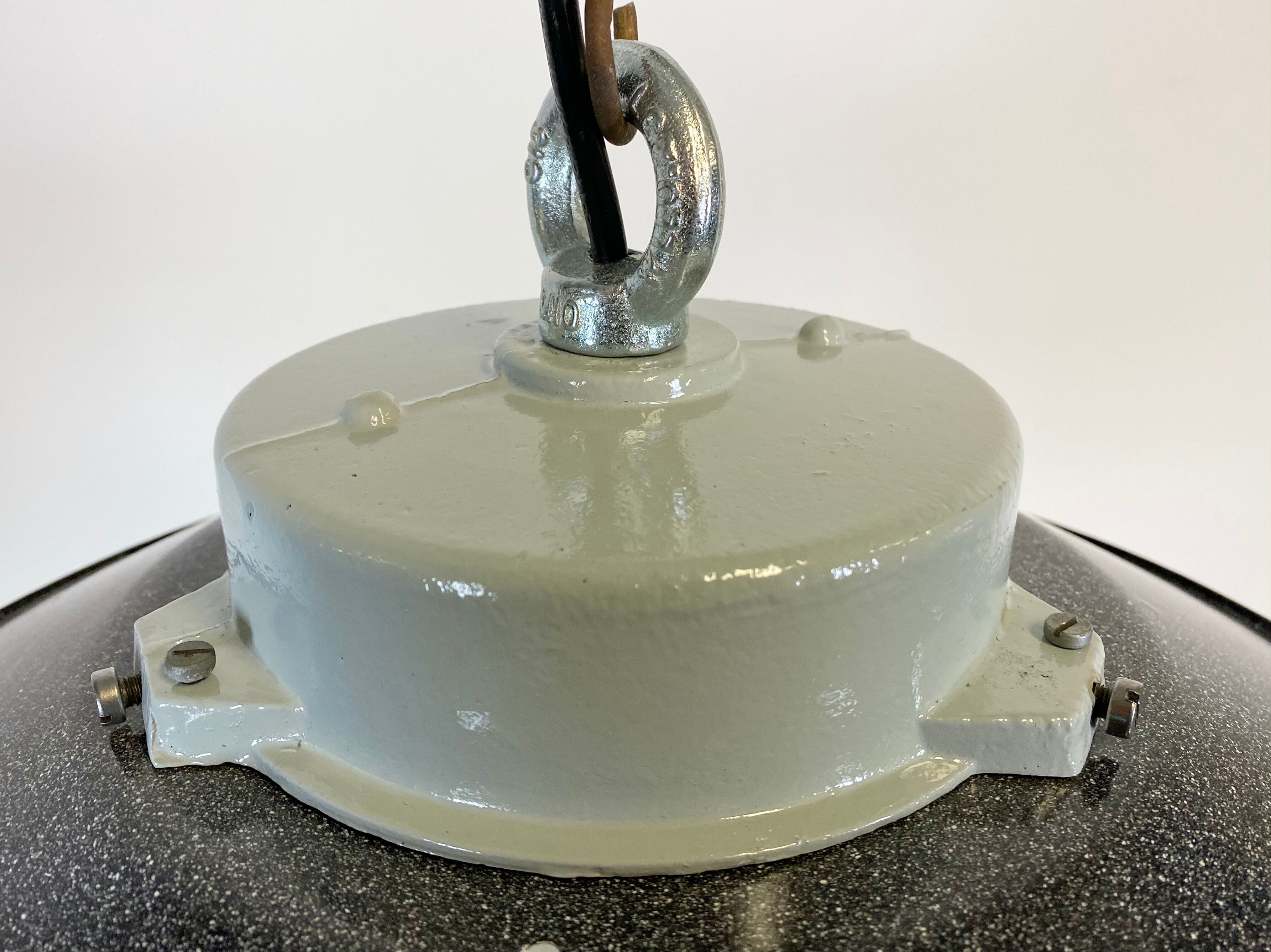 Industrial Hanging Lamp with Milk Glass, 1970s