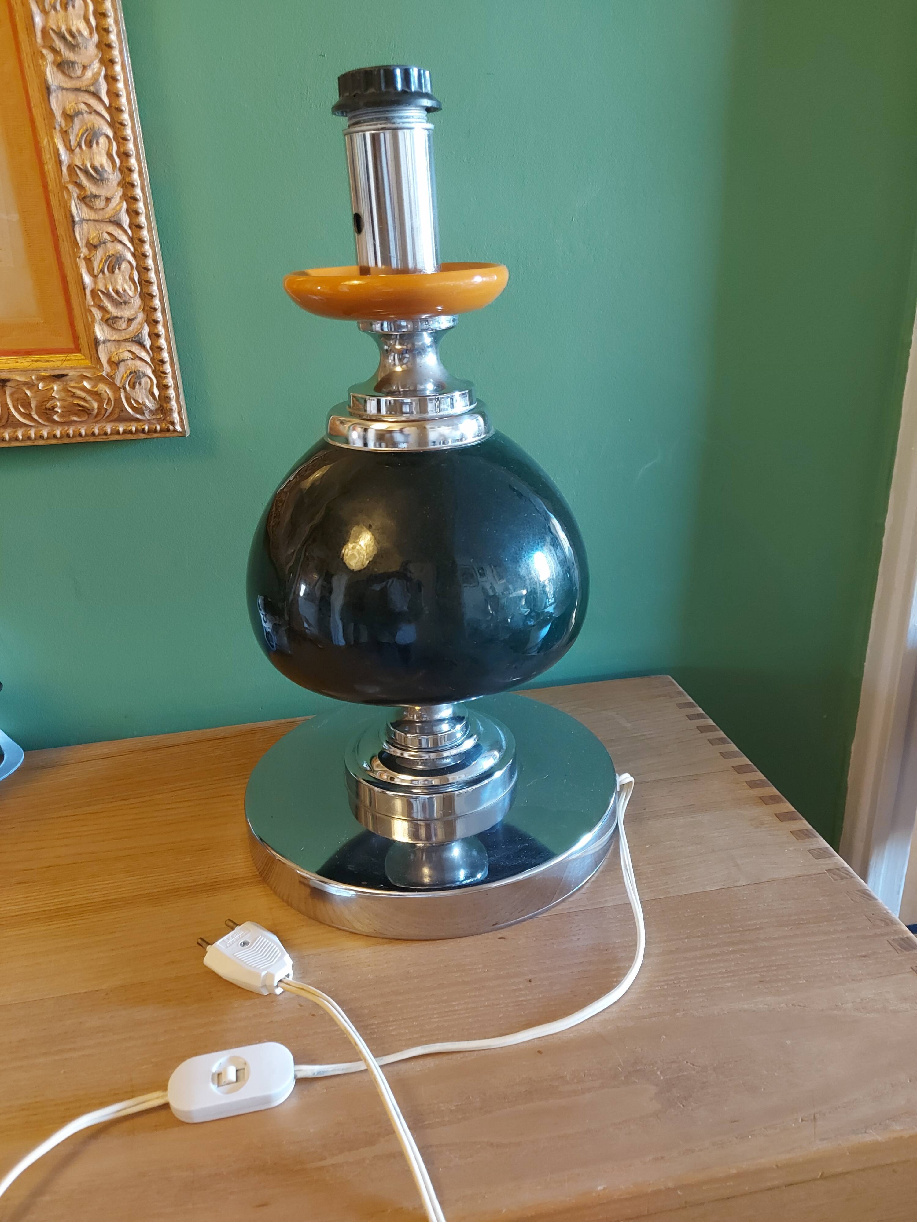 Large vintage 70'S lamp in aluminum and metal