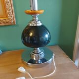 Large vintage 70'S lamp in aluminum and metal