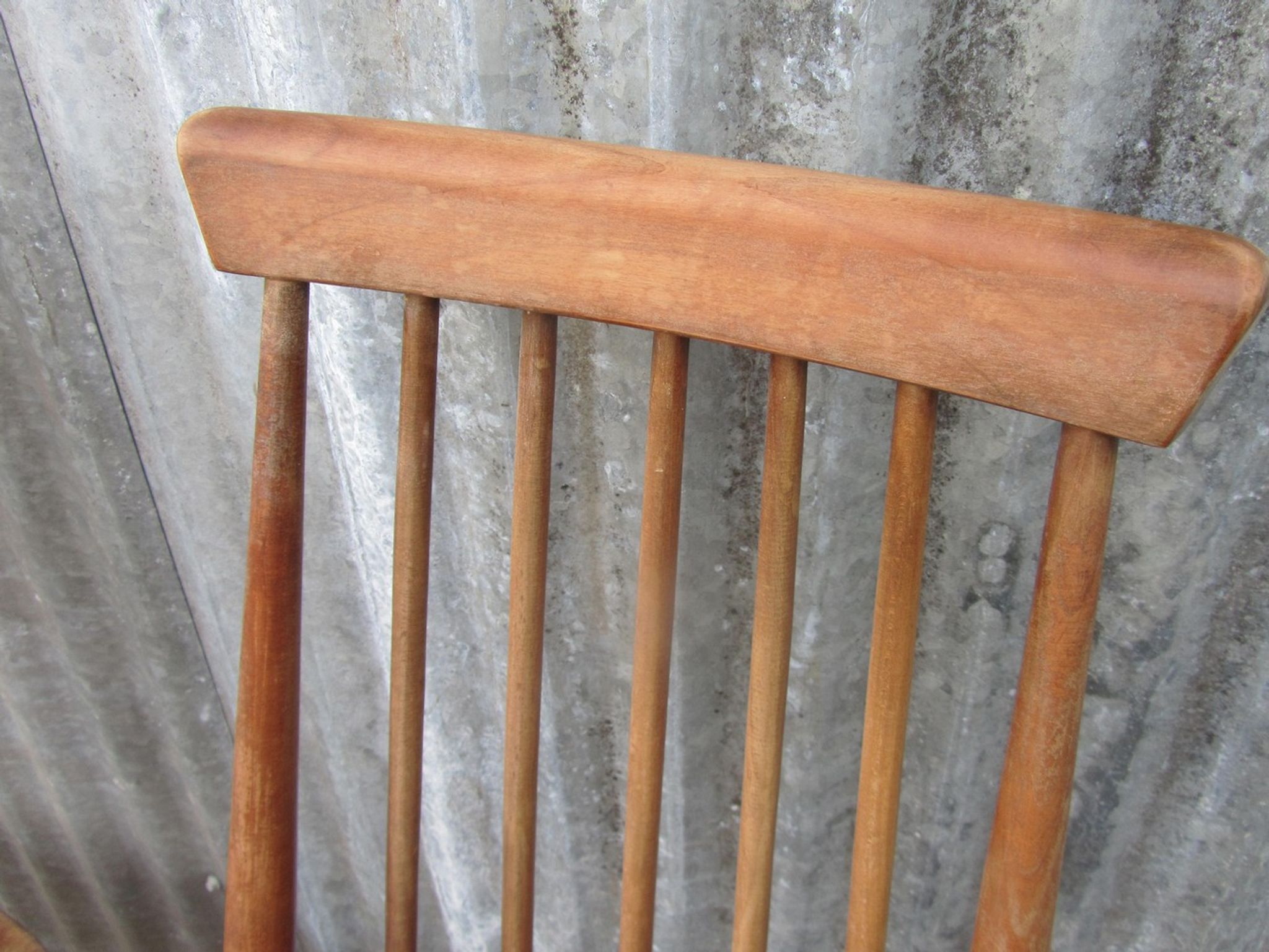 Scandinavian solid wooden high back spindle chairs, set of 4