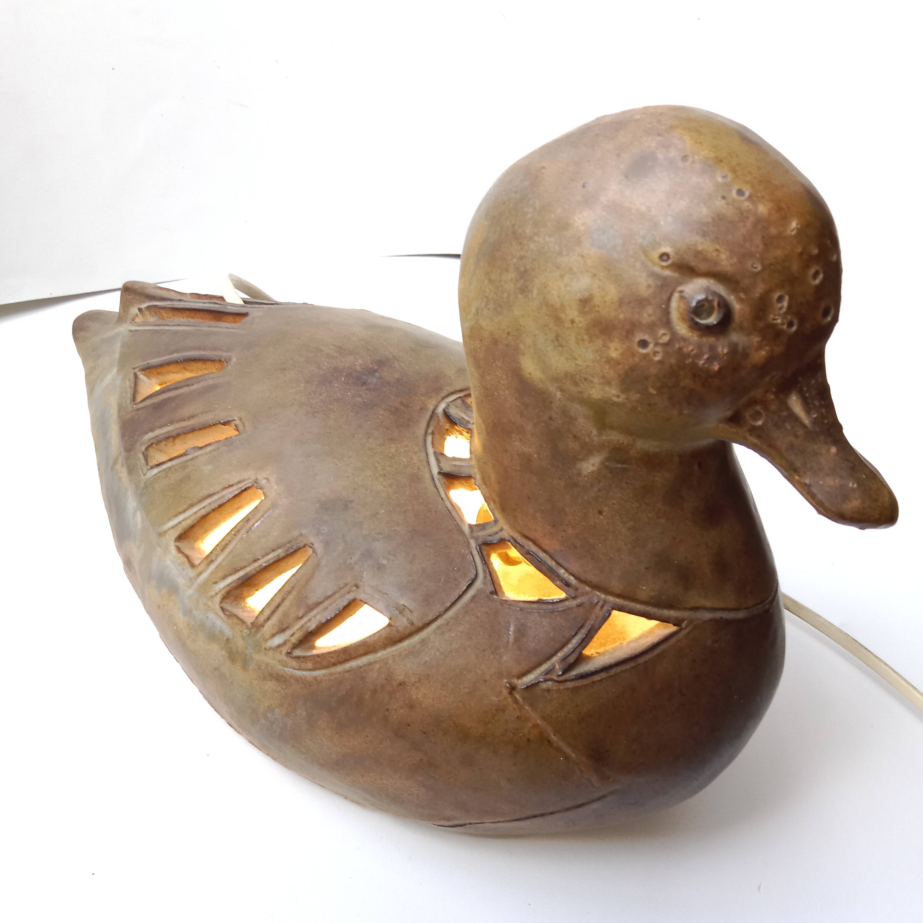 Lampe signée Agnès Escala Zoomorphe Canard circa 1970