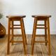 Pair of high stools / bar varnished wood 60-70s
