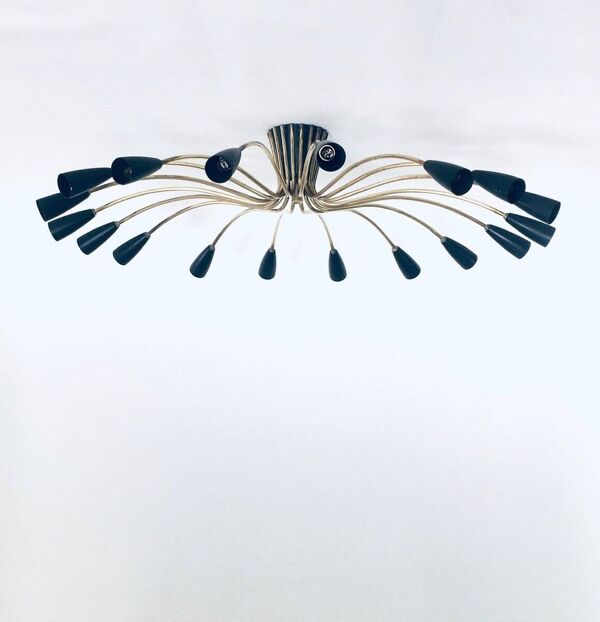 Sputnik 18-Arm Ceiling Lamp from Kaiser Leuchten, Germany, 1950s