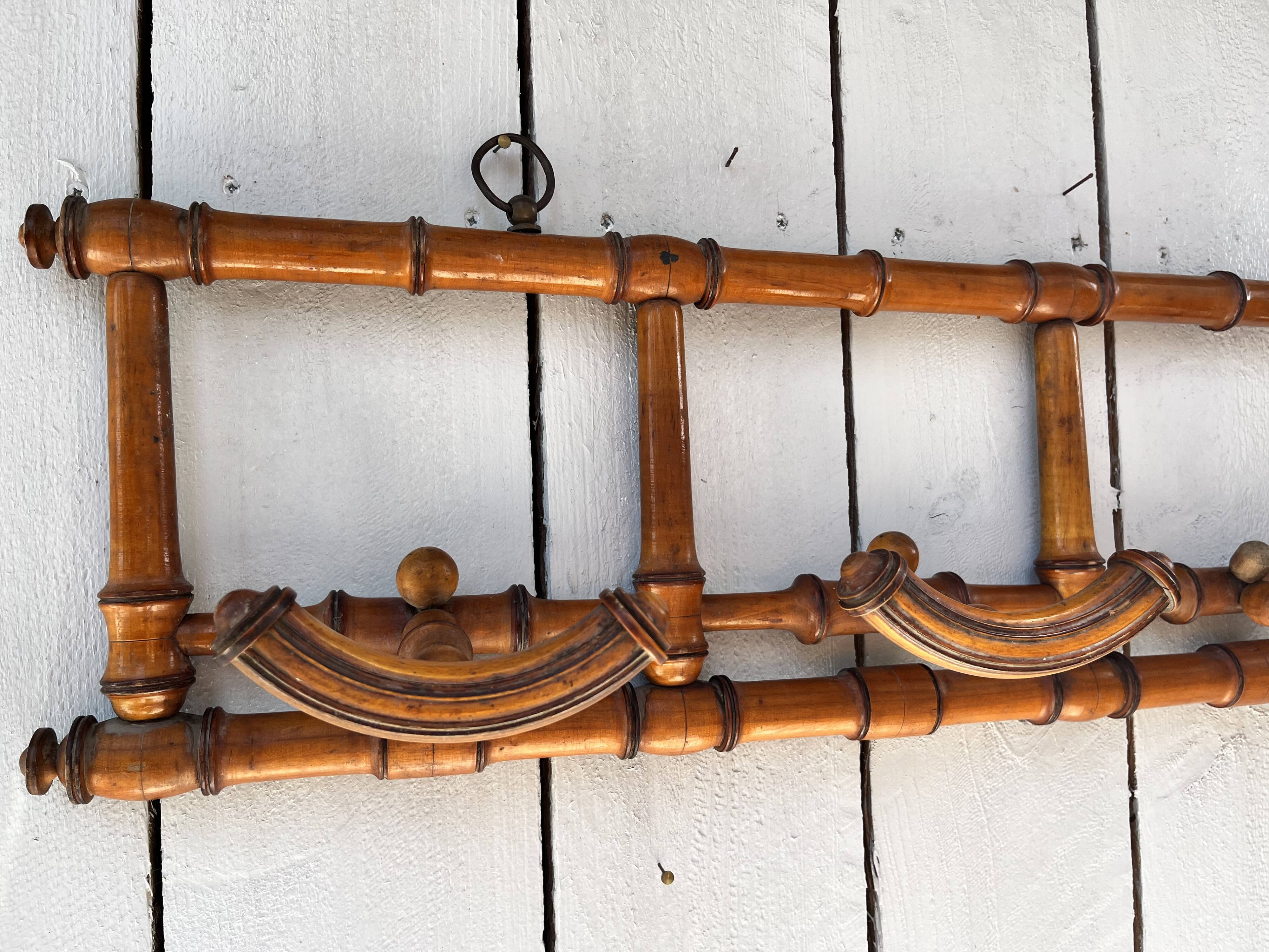Bamboo-style wood coat rack