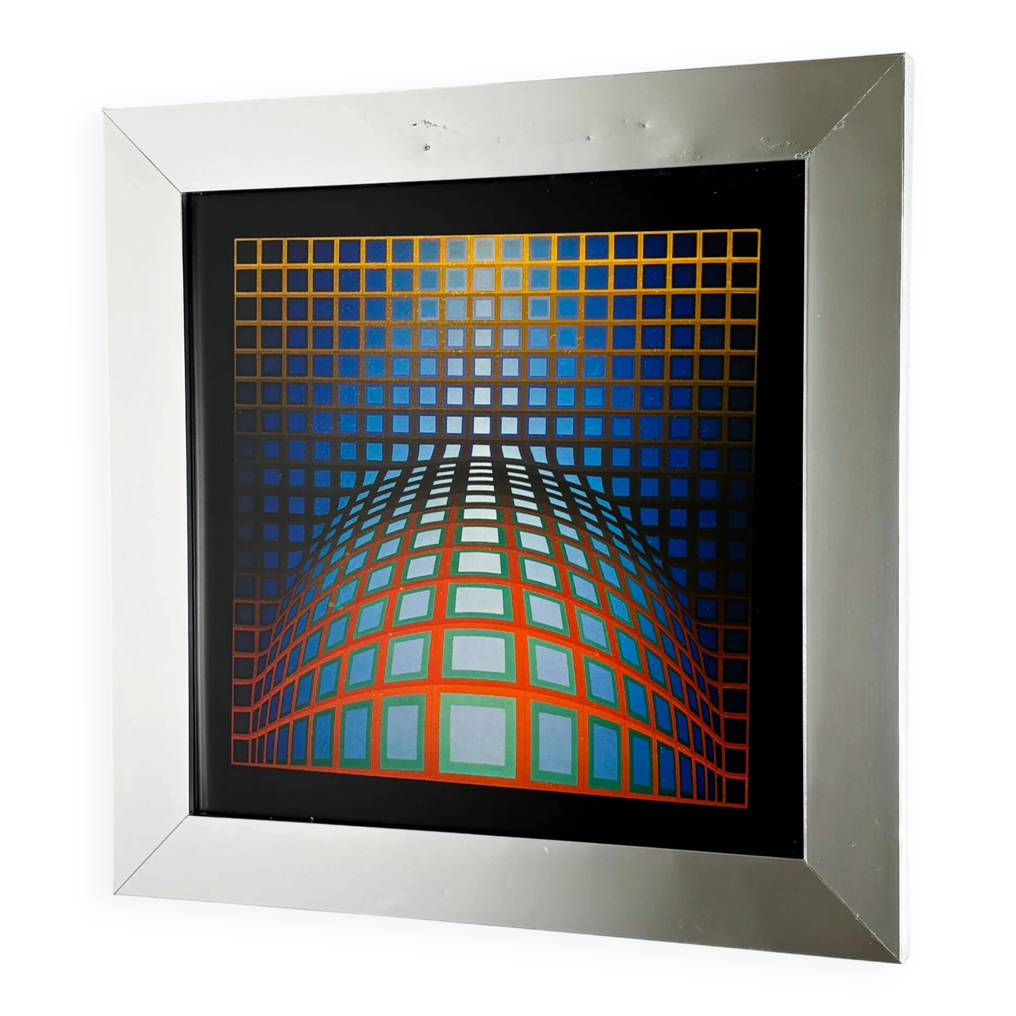 Victor Vasarely, optical composition, 1970s, offset print, framed