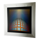 Victor Vasarely, optical composition, 1970s, offset print, framed