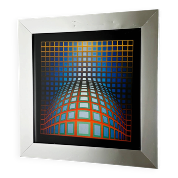 Victor Vasarely, optical composition, 1970s, offset print, framed
